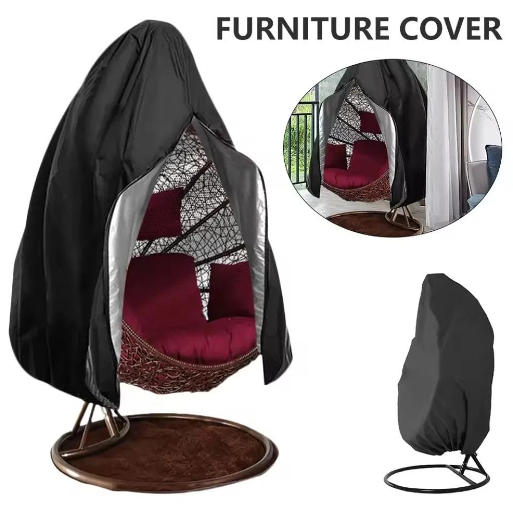 Patio Hanging Egg Chair Cover Waterproof 210D Heavy Duty Single/Double Seat Cocoon Swing Egg Chair Covers Garden Dust Protector nero