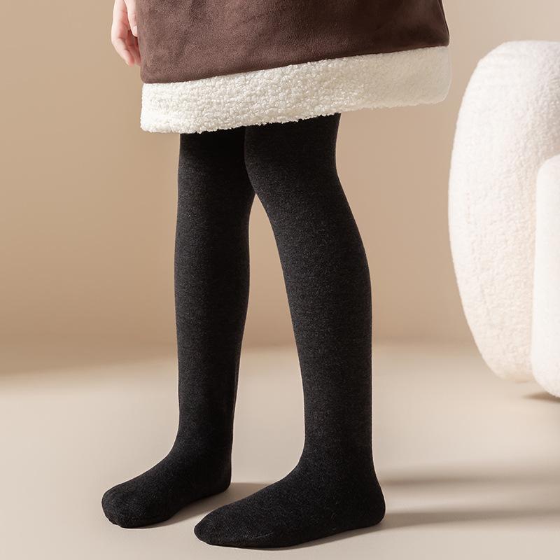 

New Autumn Girls Brushed Fleece Leggings - Warm, Versatile, Solid Color Tights for Children XL/105-120cm
