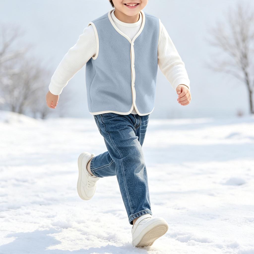 Unisex Kinder Knopfweste Lässige Oberbekleidung für Jungen und Mädchen
