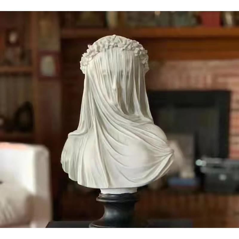 Artistic Veil Decoration for Women A Mysterious and Retro Home Decoration Piece with A White Statue