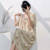 Cotton and Silk Nightgown Women's Summer Short-sleeved Thin New Chinese-style Printed Pajamas Internet Celebrity Live Broadcast Large Size Spring