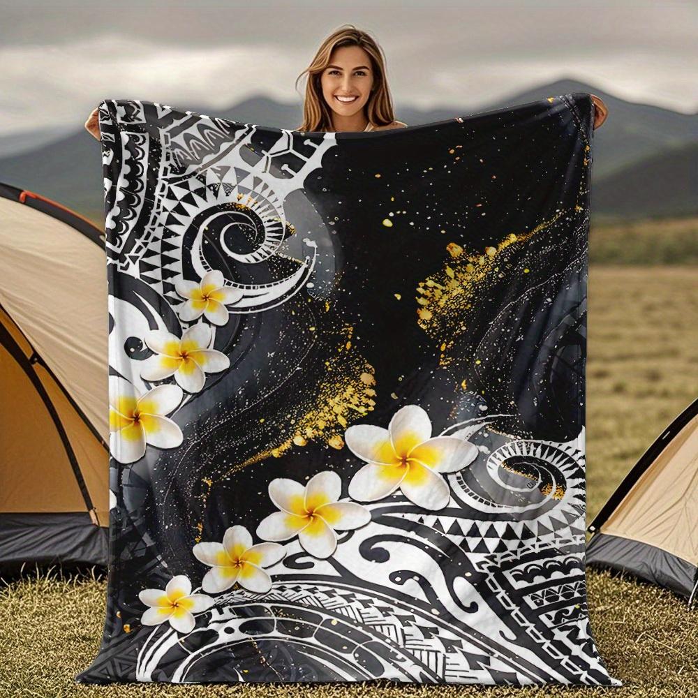 

Полинезийские племенные узоры Плед для дивана кровати путешествий кемпинга гостиной офиса одеяло с кондиционером для всех сезонов подарки 75x100cm (30x40inch)