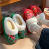 Northeast Big Flower Padded Jacket Wind Warm Cotton Slippers Winter Velvet Warm Non-slip Thick Bottom Home Indoor Plush Cotton Shoes