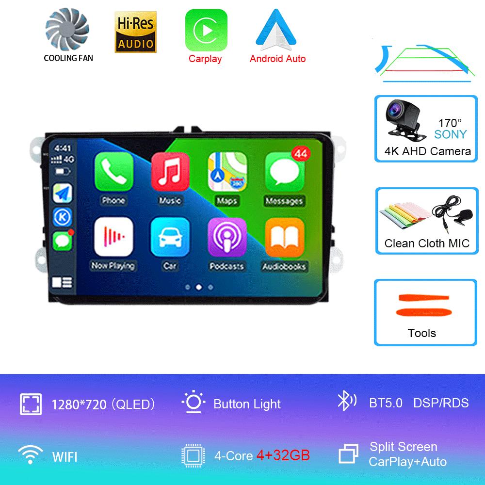 Android 14 For VW Volkswagen Skoda Octavia Golf 5 VW Touran Passat B6 Polo Tiguan Car Multimedia Radio Navigation GPS CarPlay