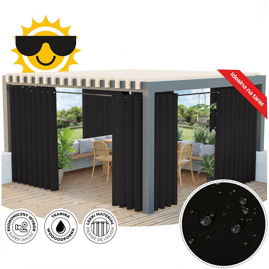 Gardenia - Ready-Made Eyelet Curtain - 140X220 Cm - Black