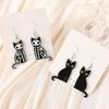 1Pair Halloween Black Cat Exposed Bone Drop Earrings Fashion Acrylic Skull Black Cat  for Women Festival Birthday Gift