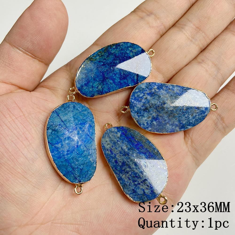 Natural Blue Lapis Lazuli Connector Charms Pendant Stone Warter Drop Teardrop Heart Pendants Charm For Jewelry Making Necklaces