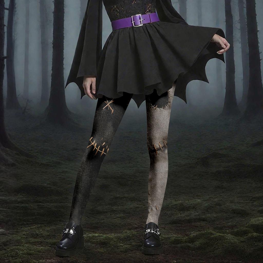 Women's Casual Fashion Outdoor Halloween Printed Slim Elastic Yoga Pants Cropped Pants