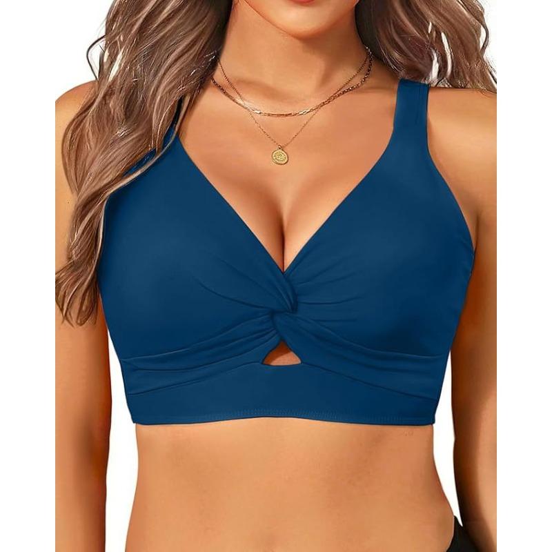 Women's bikini new swimsuit seaside vacation casual neck top