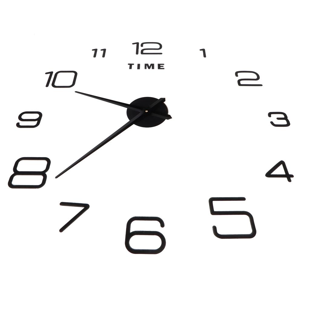 DIY Wanduhr Acryl Rahmenlos Spiegeloberfläche Wandaufkleber Uhr Dekor für Wohnzimmer Schlafzimmer Schwarz