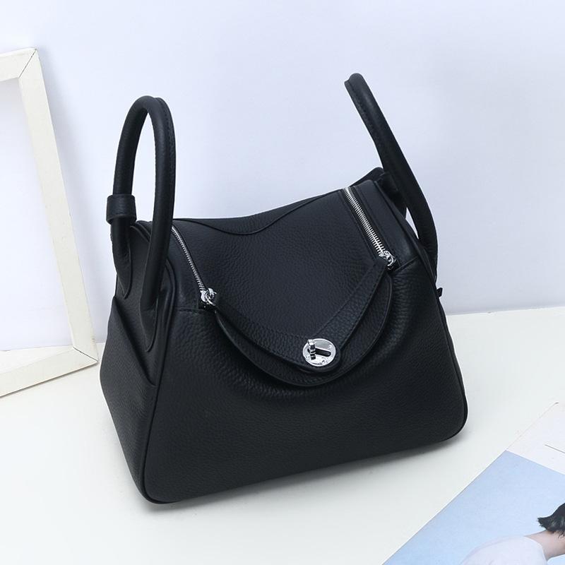 Cross-border Foreign Trade First-layer Cowhide Pillow Bag Fashionable Versatile LD Bag Doctor Bag Large Capacity Underarm Shoulder Bag Women