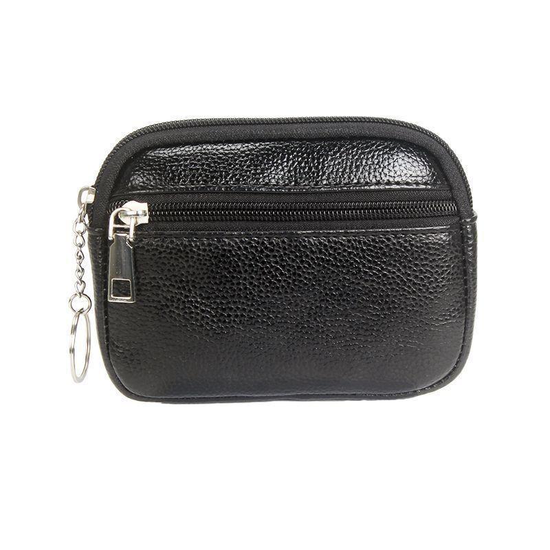 Porte-monnaie compact à fermeture éclair en cuir PU pour femme, petit portefeuille minimaliste, porte-cartes, pochette à clés, usage quotidien