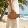 Straw Fish Shaped Handbag Knit Shopping Bag Funny Cute Woven Bag  Daily