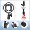 EmJTao Multi-Accessory Desktop Microphone Stand with Pop Filter, Shock Mount, Mic Clip, and 58" to 38" Metal Screw Adapter for Adjustable Microphone