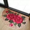 Retro 3D Rose Semi-Circle Floor Mat Entrance Entrance Welcome Door Mat Soft Non-Slip Bedroom Carpet Home Decoration