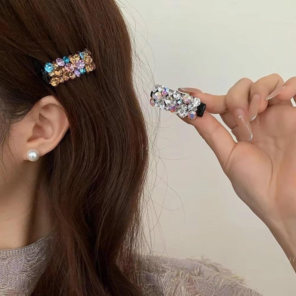1pcs Colorful Rhinestone Duckbill Hairpin Acetate Material Small Side Clip Bangs Ponytail Holder