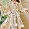 Autumn And Winter Thickened Bathrobe Women'S Coral Fleece Pajamas Sweet And Cute Princess Style Pajamas Loungewear Medium And Long Pajamas