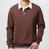 Men Spring Fall Top Turn-down Collar Loose Pure Color Long Sleeves
