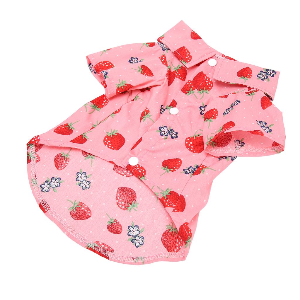 Hunde Sommerhemden Niedlicher Erdbeerdruck Umlegekragen Druckknopfdesign Atmungsaktive Hawaiianische Hundehemden für Frühling Sommer XL