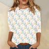 Round Neck 3D Rabbit Festival Printed Top Fashionable Casual Long Sleeved Women's T-shirts