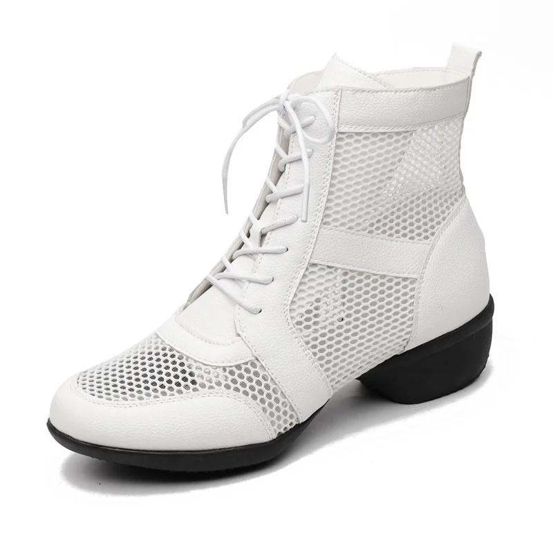 Summer New Soft Bot Mid Heel Dance Oes Women's Square Dancing Oes Jazz Dance Net Boot Sailor Sle Fem Footwear