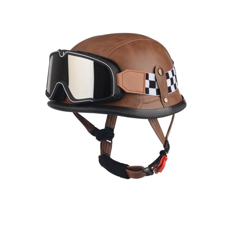 Vintage Military Style Half Face Motorcycle Helmet Harley Riders - ABS Shell 3C Certified Unisex Multiple Colors Visor