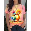 Summer Round Neck 3D Various Animal Print Top Fashionable Casual Short Sleeved Women's T-shirts