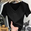 2026 Rippstrick-Kurzarm-Schlankmacher-T-Shirt für Damen in Übergröße