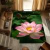 Künstlerischer Lotusblumen-Bereichsteppich Gemütlich Weich Rutschfest Botanisch Floral Dekorteppich für Wohnzimmer Schlafzimmer Meditationsraum