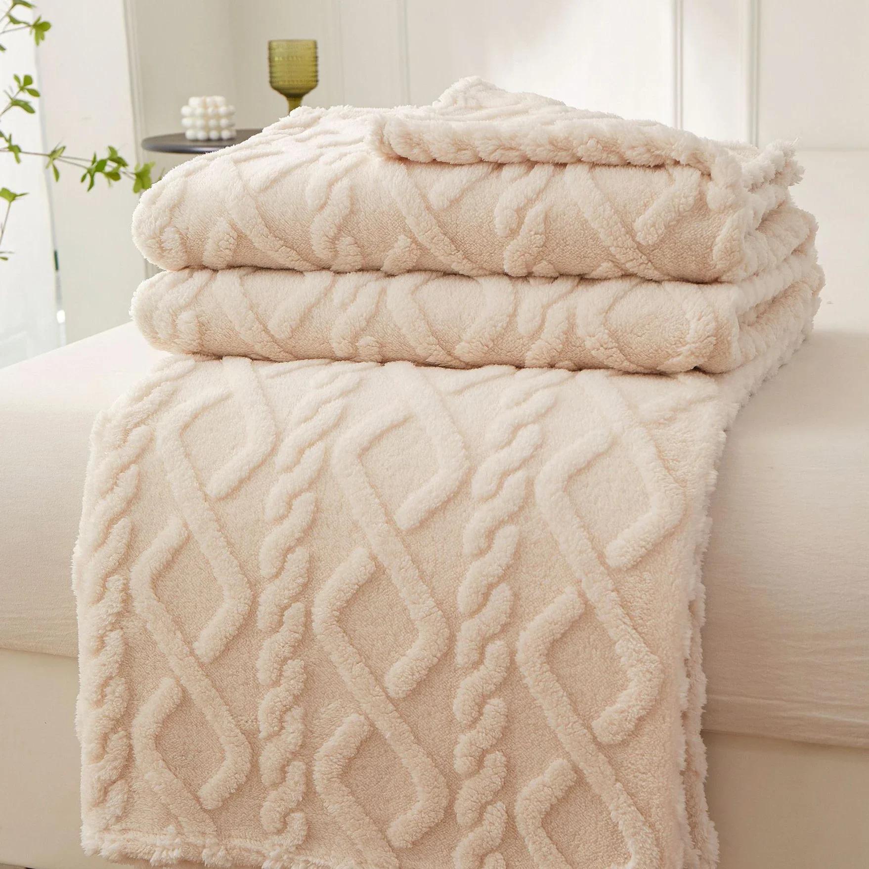 

New Winter Blanket Home Warm Sherpa Soft Sofa Cover Throw Newborn Wrap Kids Bedspread Travel Textile Fleece Thick Warm Blanket small 70x100cm бежевий