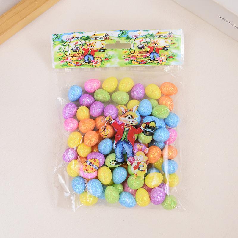 80pcs Glitter Easter Eggs Mini Colorful Foam Bird Pigeon Happy Easter Party Home Decoration Kids Gift Basket Filler DIY Crafts