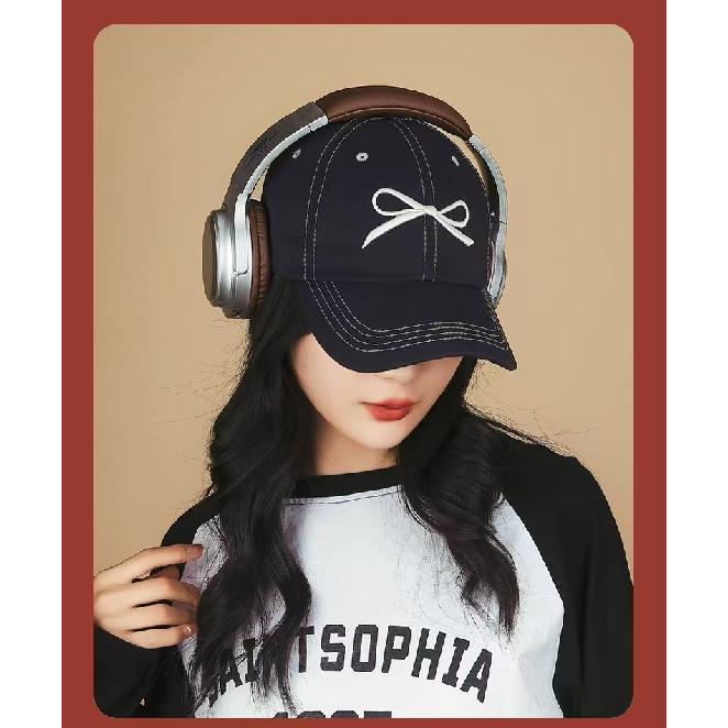 

Korean-style bowknot baseball cap for women H&J Spring and Autumn Sunshade Duckbill Cap with Soft Top and Wide Brim for a Smaller Face Appearance, Adjustable【55-60cm】 чёрный