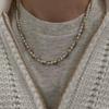 Premium Metal Copper Plated 18K Real Gold Fashionable High Street Color Matching Black Agate Wrapped Snake Bone Chain Personalized Unique Necklace