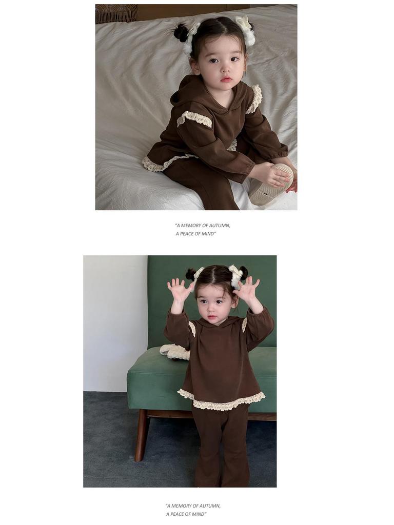 Children's Korean Style Autumn Outfits: Girls' Cardigan Coat Set