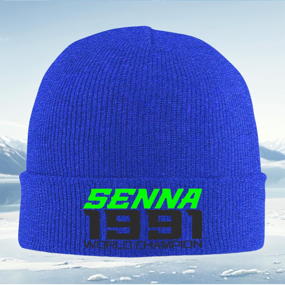 Senna 1991 World Champion racing design Men Women Unisex Knitted Hat Beanie Pullover Cap Winter Thermal Warm Christmas Outdoor C
