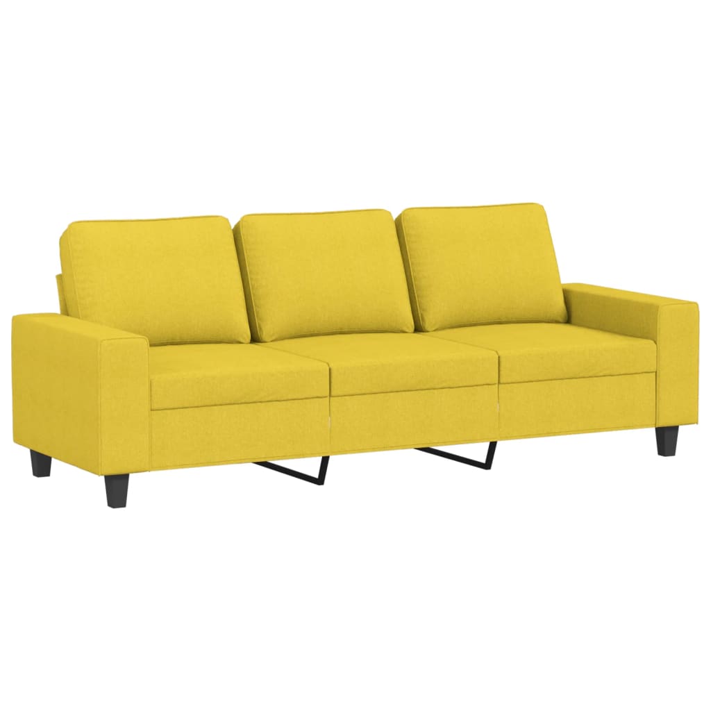 Vidaxl Sofa 3-Osobowa, Jasnożółta, 180 Cm, Tapicerowana Tkaniną