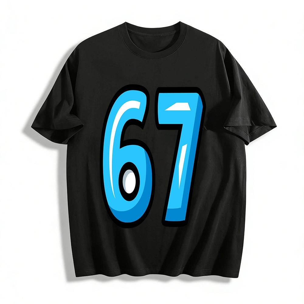 

Number 67 Print Casual Short Sleeve Unisex Breathable Daily T-Shirt Pure cotton T-shirt XXS