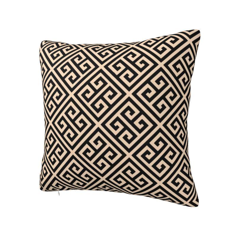 Luxury Greek Meander Black And Beige Design Cushion Cover for Sofa Soft Pillow Case Home Decorative