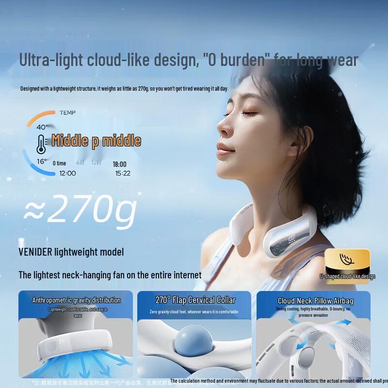 VENIDER Portable Bladeless Neck Cooling Fan