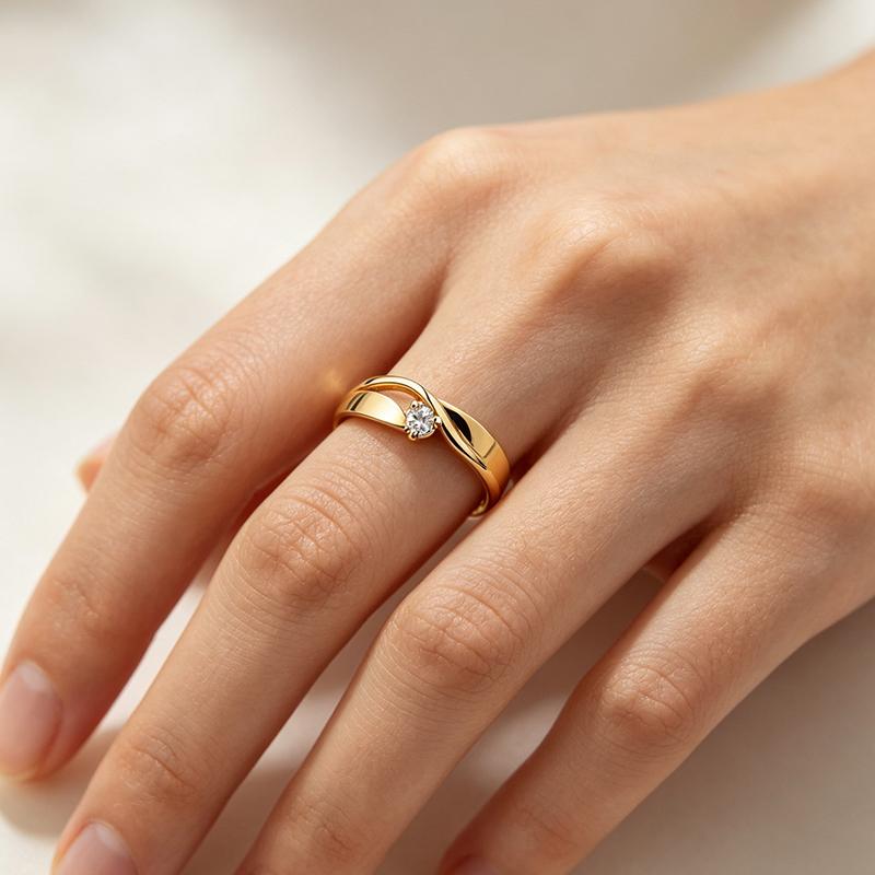 1 Stück Damen Eleganter Schmuck Leichter Luxus Geometrische Linien Party Ring Gold Kupfer Zirkonit Fingerringe