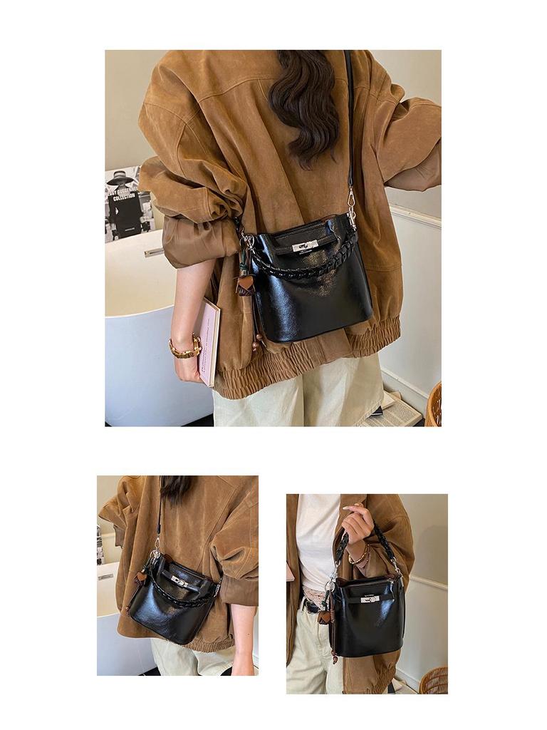 Herbst/Winter Retro Damen Wildleder Schulterhandtasche - High-End Mode Nische Bucket Bag