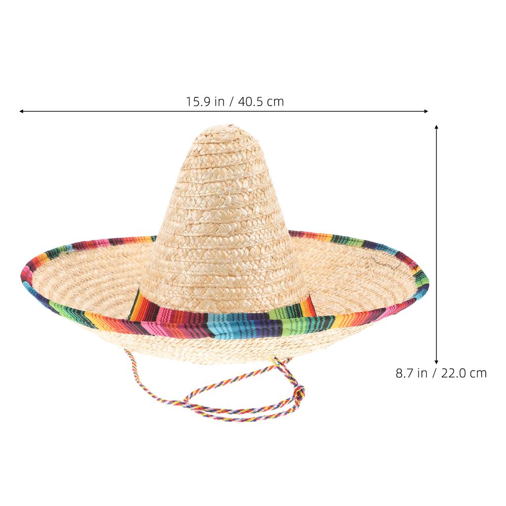 43 Cm Diameter Fiesta Carnival Party Hats Party Dog Sombrero Carnival Costume Straw Hats With Drawstring Mexican Hat For