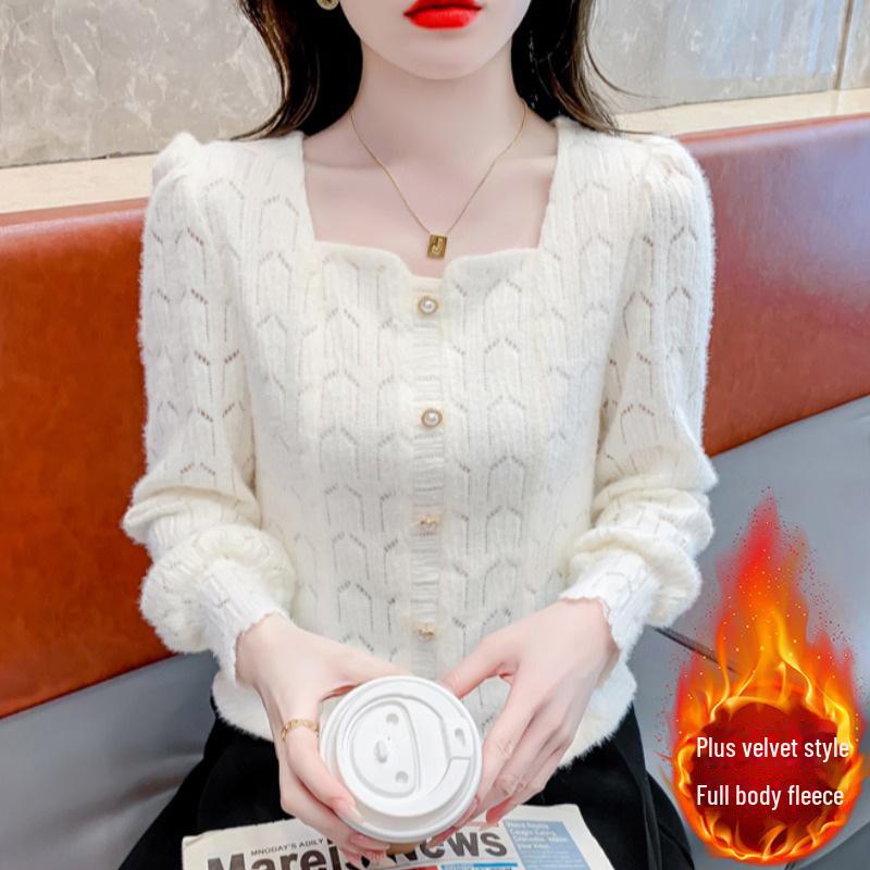 Cămașă de damă cu dantelă pentru dedesubt - Mânecă lungă, Slim, La modă pentru toamna și iarna 2023