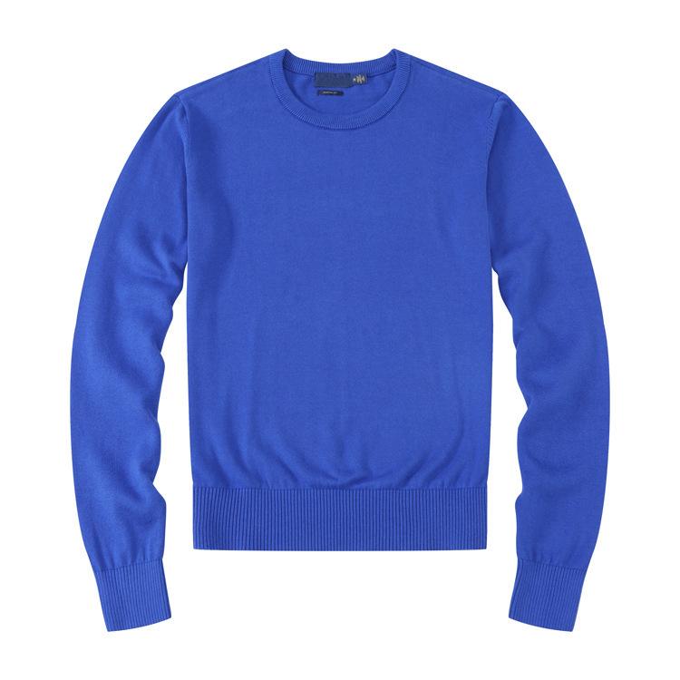 Men's Lambswool Knit Sweater - Autumn/Winter, Round Neck, Solid Color