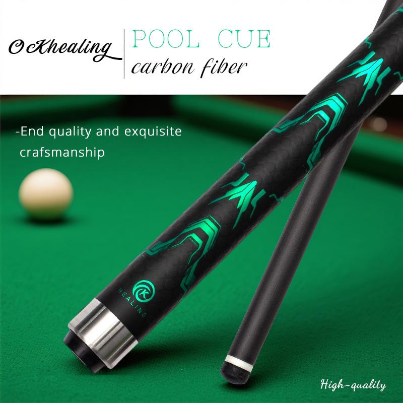 OKHEALING Kohlefaser Billard Queue Stick Geringe Ablenkung Billard Queue 12,5mm Spitze, Radialer Pin-Verbindung 147cm/58Zoll Länge 19oz Gewicht, Spiel Queue