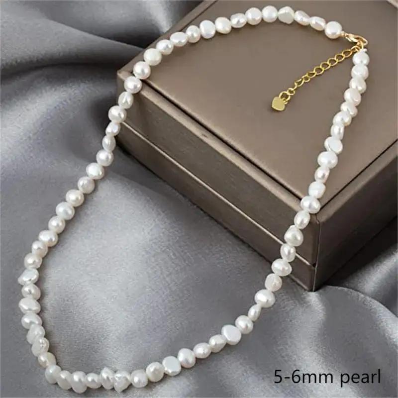 Vero Girocollo di Perle Barocche Naturali d'Acqua Dolce per Donna Ragazza Regalo Popolare AA 5-6mm 8-9mm Collana di Gioielli di Perle
