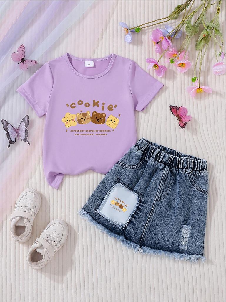 Set di gonne casual in denim alla moda per bambine