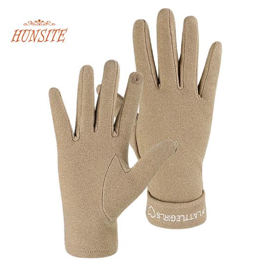 1 Pair Women Winter Gloves, Extra Soft, Elastic, Solid Color, Plush Lining, Windproof, Cold Weather, Touch Screen Gloves