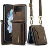 Samsung Z Flip4 Crossbody Lanyard Wallet Protective Case Z Flip6 Foldable Shoulder Strap Leather Case Phone Case Multi Functional Protective Shell