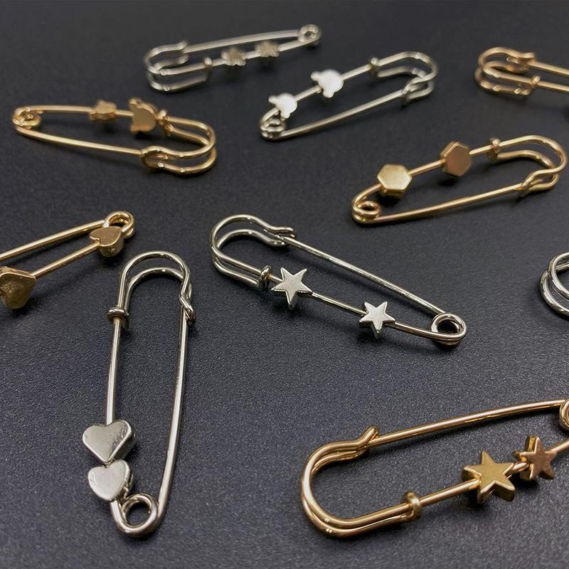 Vintage Goldfarbe Einfacher Stern Bär Legierung Brosche Feststehend Anzug Anti-Licht Brosche Jeans Taille Enge Liebe Sechseck Brosche Pin